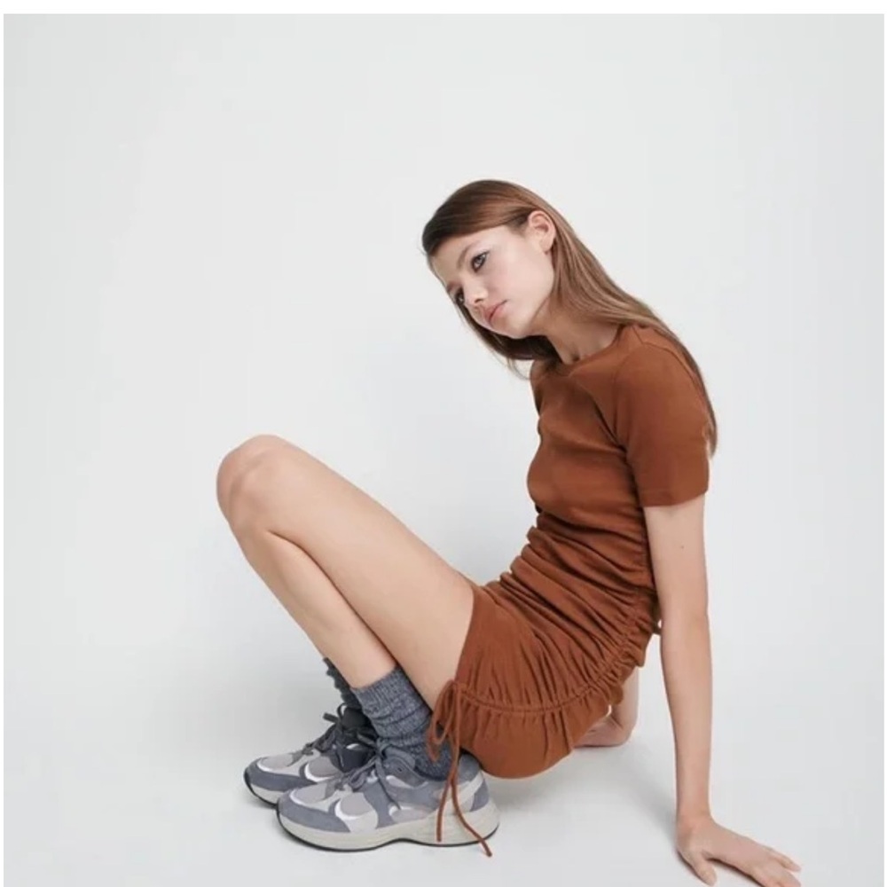 Zara Ruched Ribbed Dress